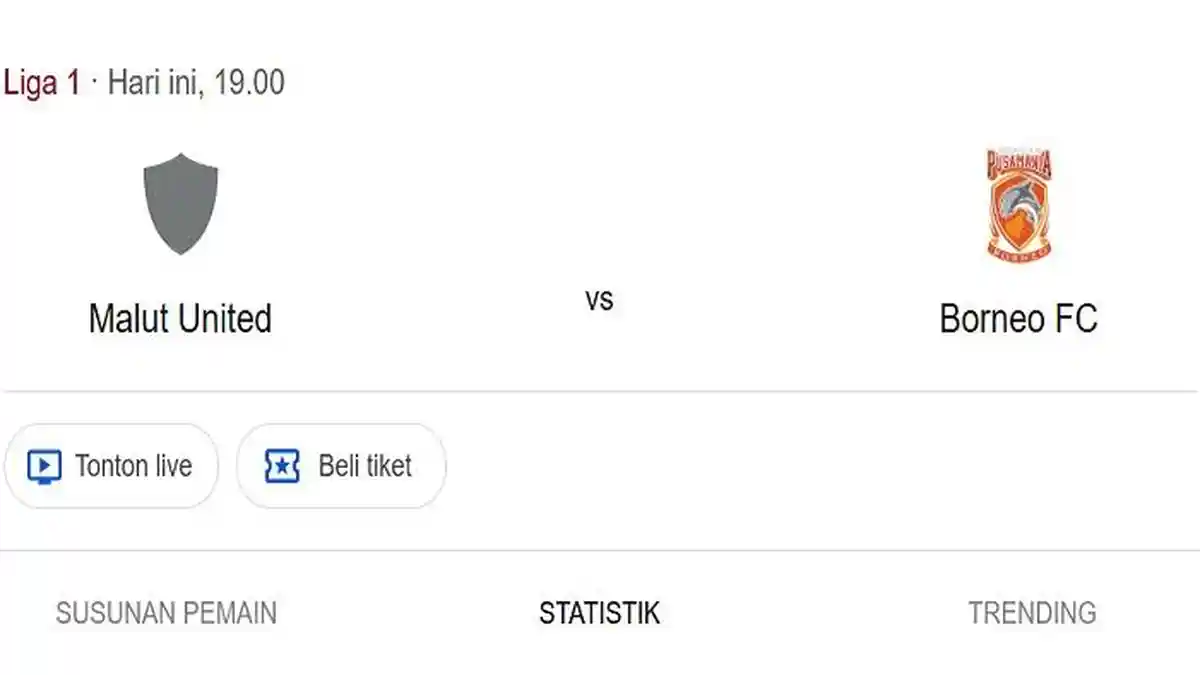 Link Live Streaming Malut United VS Borneo FC Malam Ini, Bisa Nonton di HP