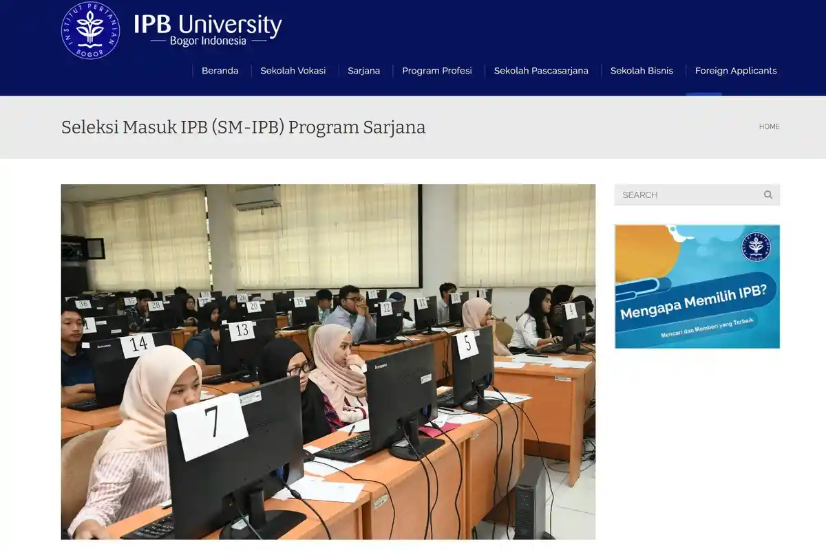 Jalur Mandiri IPB 2022 atau SM-IPB, Jadwal, Persyaratan Ketentuan Peserta, dan Materi Ujian