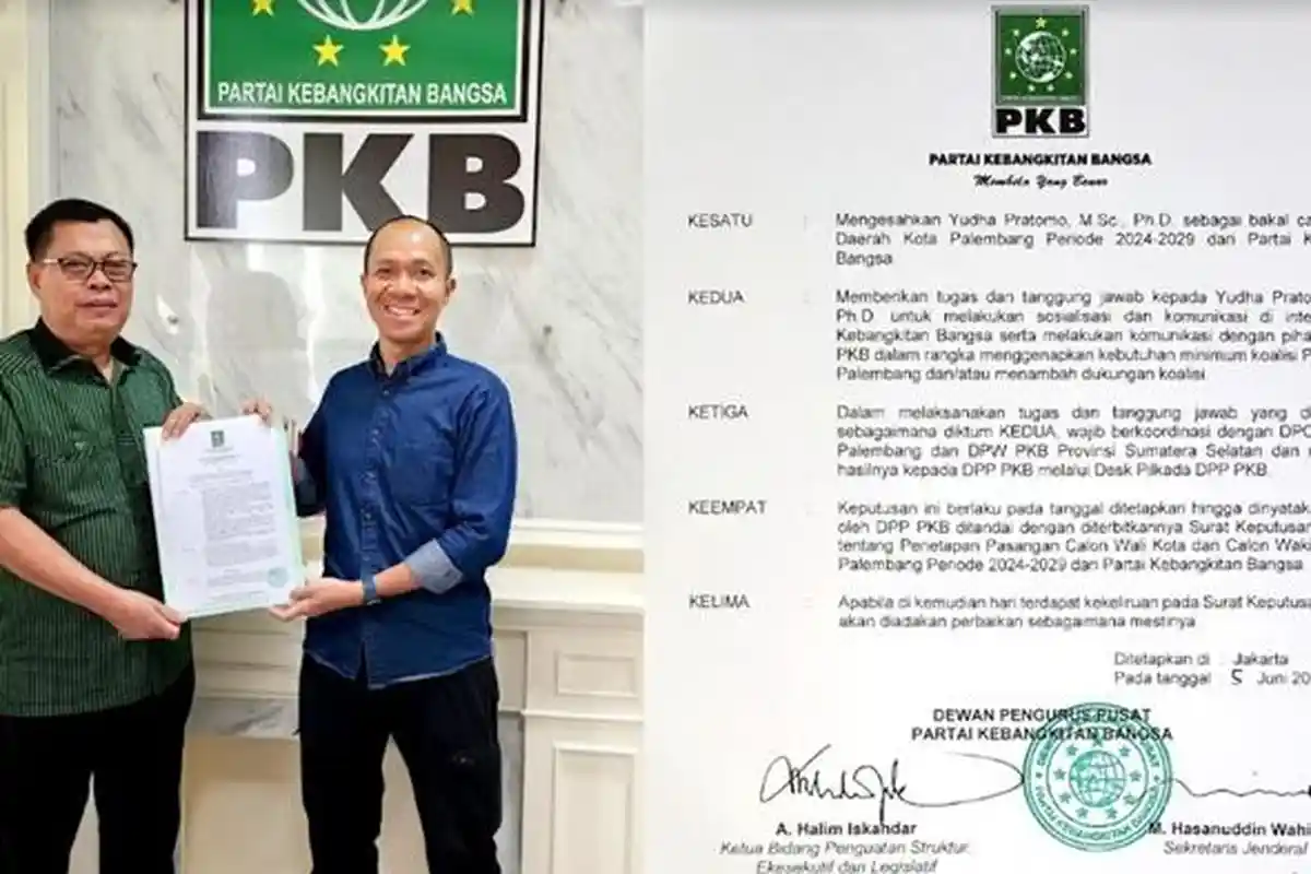 Salip Nandriani, Yudha Pratomo Mahyudin Klaim Dapat Rekomendasi PKB Maju Calon Walikota Palembang