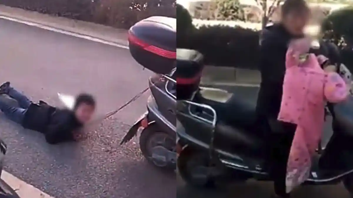 Miris, Ibu Ini Ikat dan Seret Anaknya di Jalan Sambil Motoran, Diminta Berhenti Malah Jawab Begini