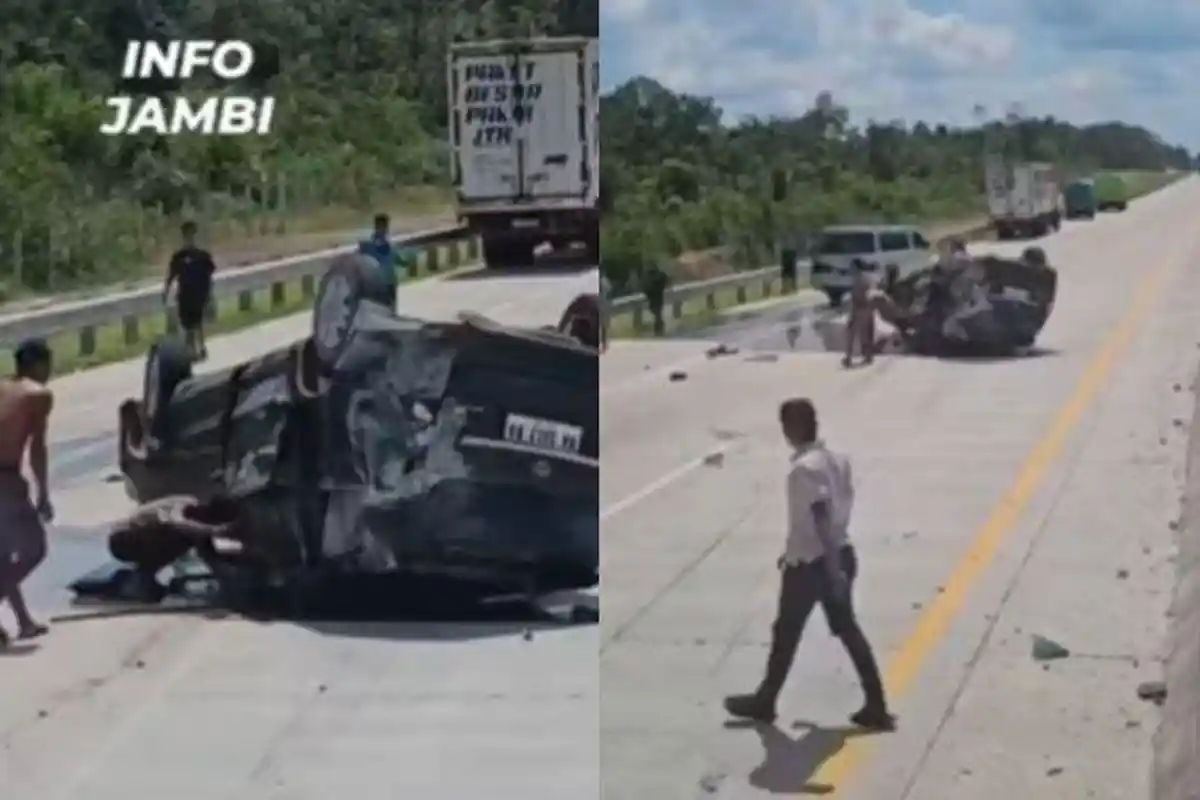 Laka Tunggal di Tol Sebapo - Bayung Lencir Masuk Wilayah Sumsel, Diduga Angkut BBM Ilegal