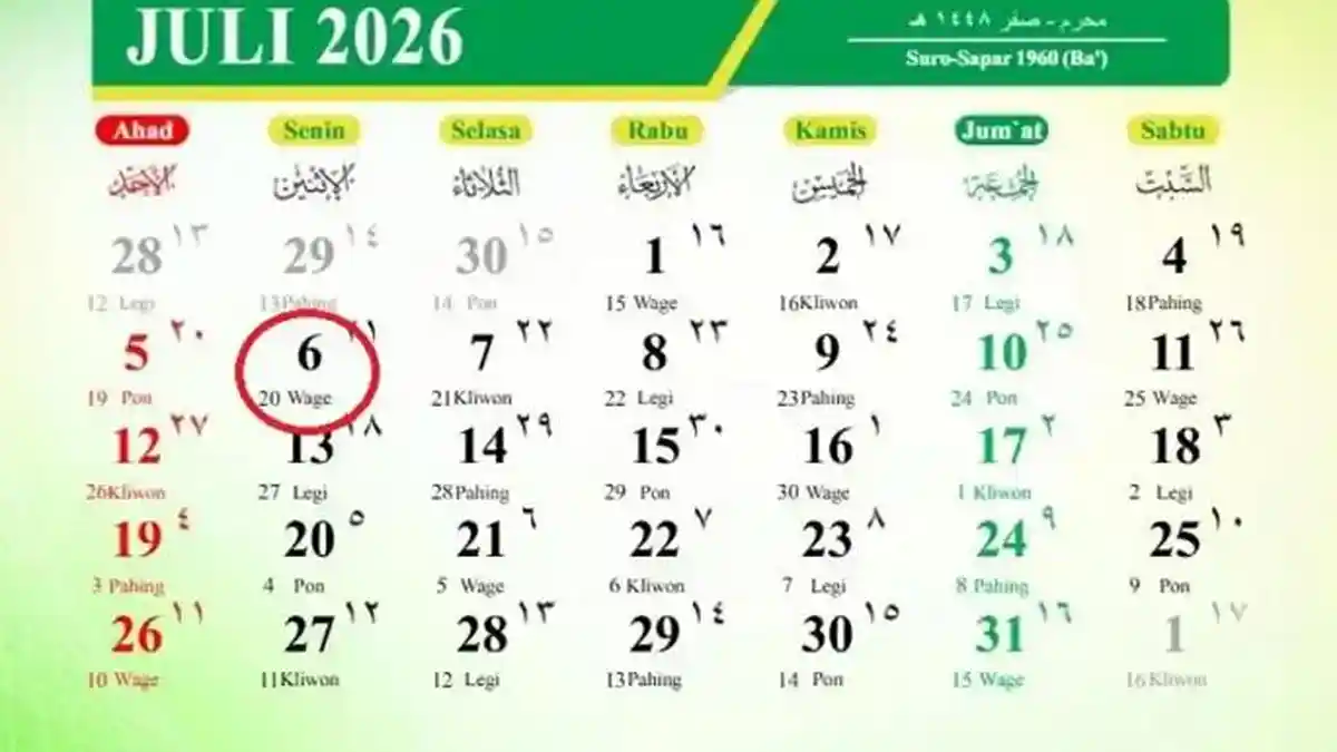 Kalender Jawa 6 Juli 2026 Senin Wage dengan Wuku Mandhasiya, Ada 2 Momen Penting Hari Ini - Posbelitung.co