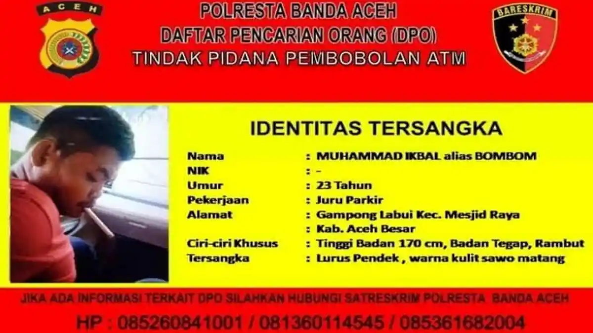 Polresta Rilis Foto dan Identitas DPO Pembobol ATM Bank Aceh - tersangka-pembobol.jpg