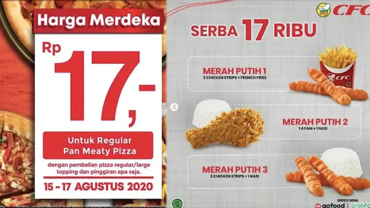 Promo dan Diskon HUT Kemerdekaan RI 2020, Ada Pizza, Ayam Goreng, Burger Hingga Donat