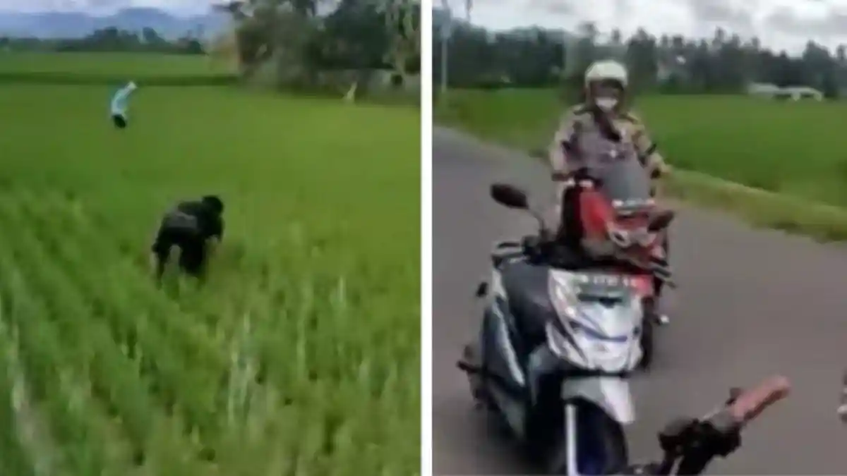 Viral Aksi Kocak Dua Pemuda Nyamar Jadi Petani Demi Hindari Polisi