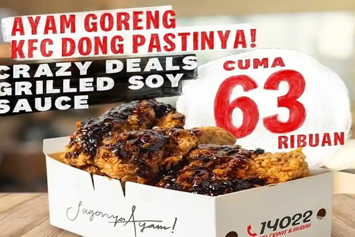 Promo KFC Crazy Deals Grilled Soy Sauce Cuma Rp 63 ribuan, Kombo Komplit Mulai Dari Rp 51.818