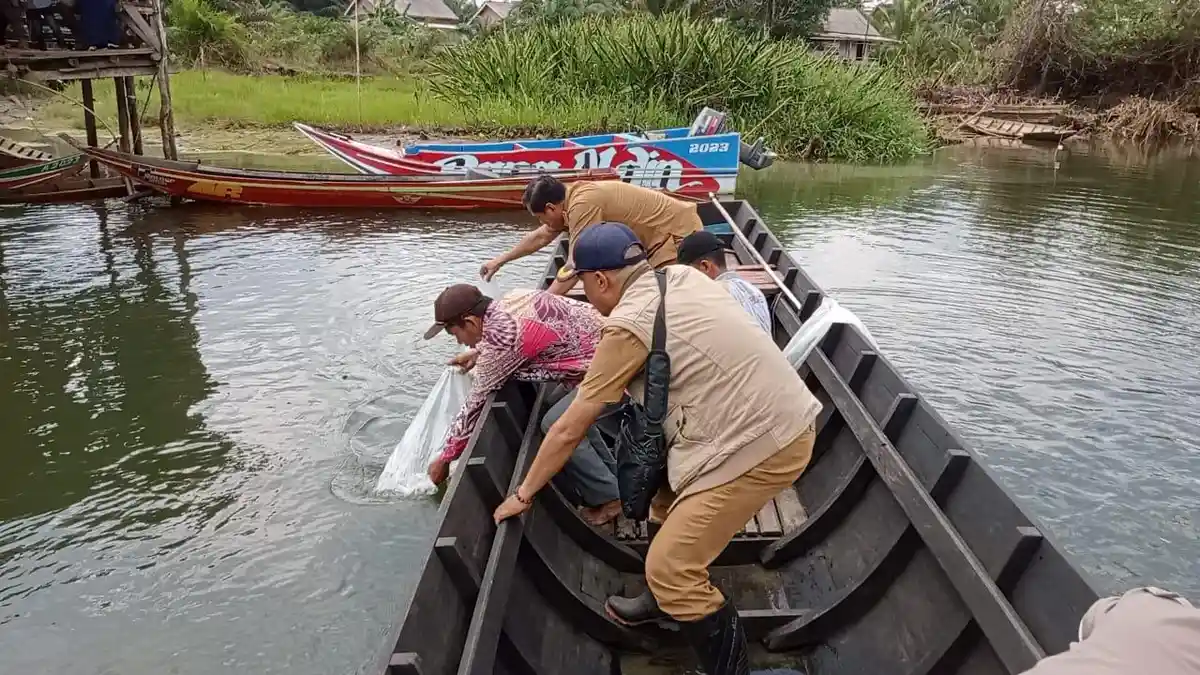 Dinas Perikanan Mesuji Restocking Puluhan Ribu Bibit Ikan Jelabat hingga Gabus