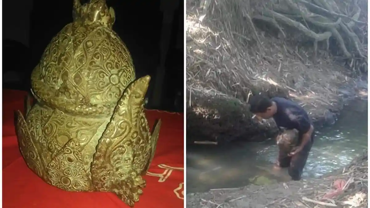 HEBOH! Lagi Cari Pasir, Pria Ini tak Sengaja Temukan Mahkota Raja, Diduga dari Kerajaan Majapahit!