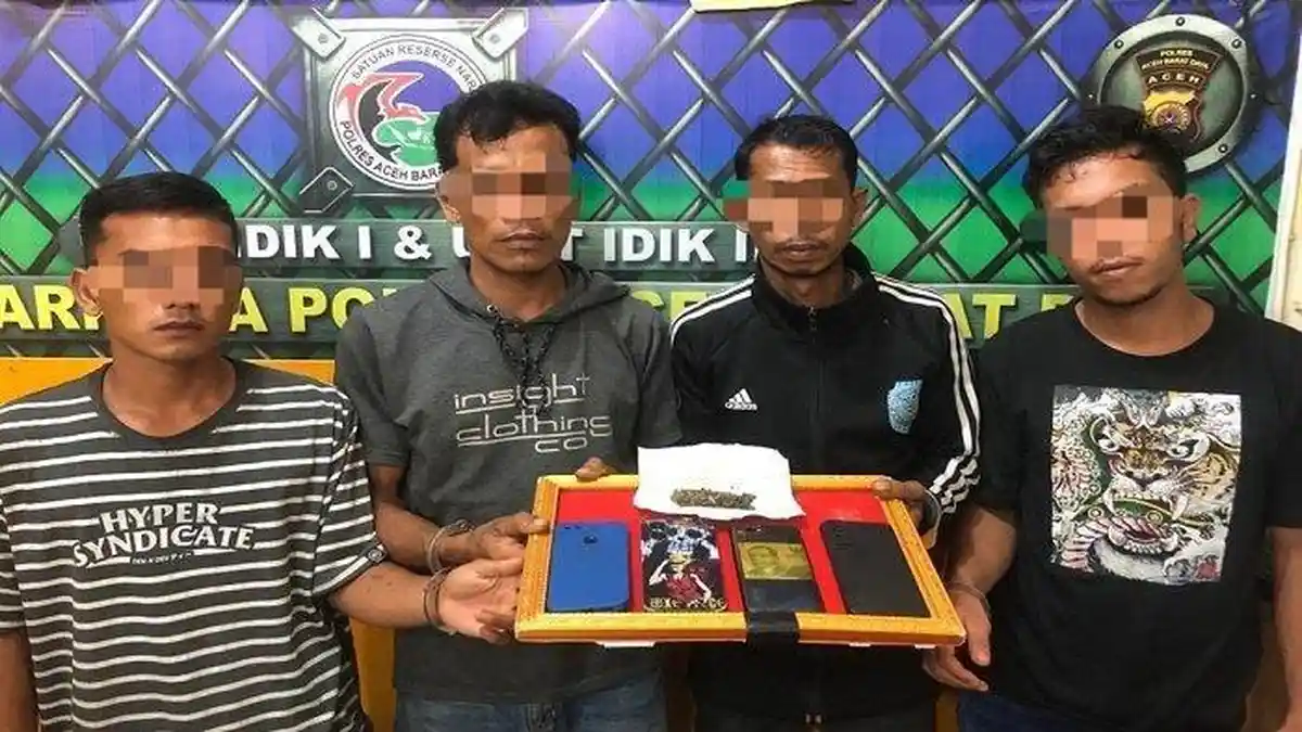 Empat Warga Babahrot Abdya Terlibat Kasus Ganja Diringkus Polisi. Begini Proses Penangkapannya