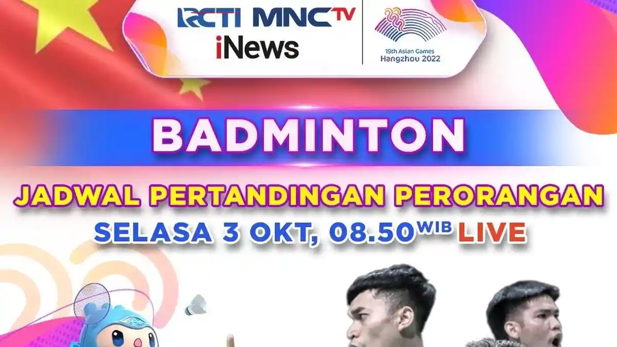 Jadwal Live dan Link Streaming INews TV Badminton Asian Games 2023 Hari ...