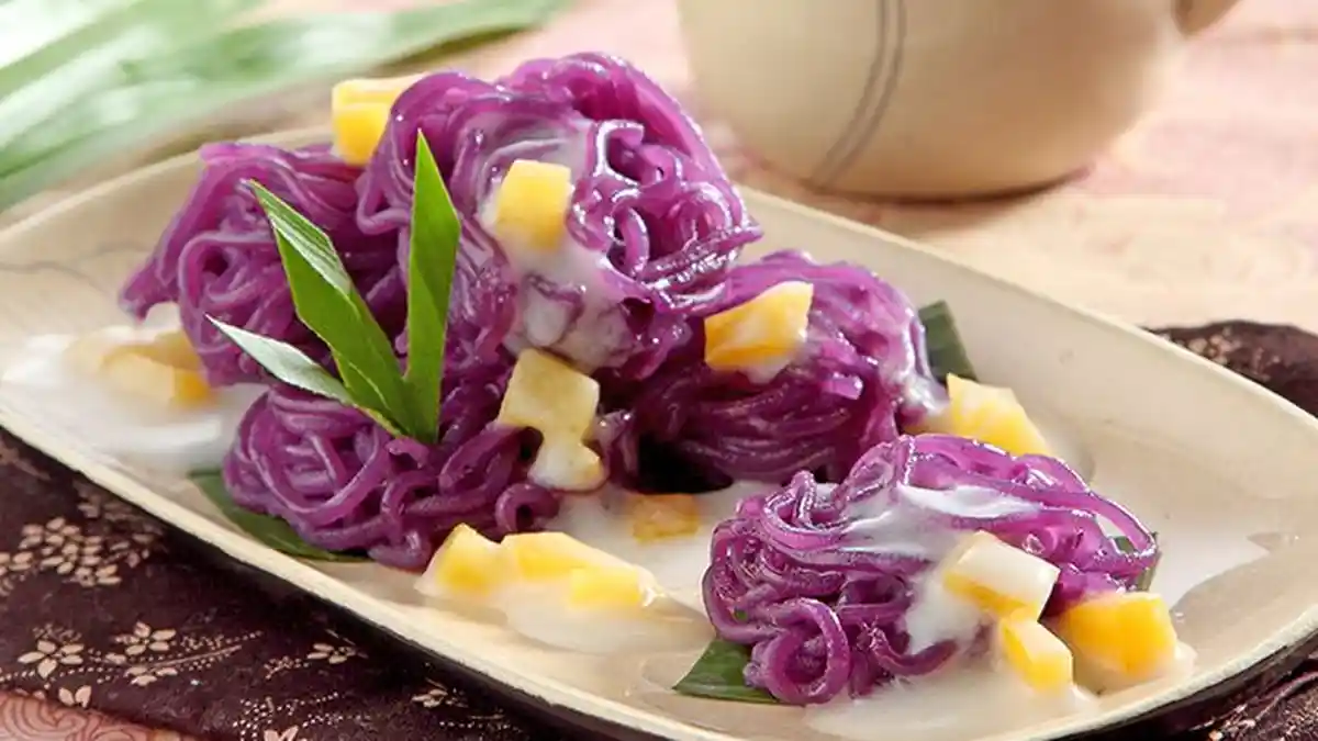Resep Putu Mayang Ubi Ungu, Tampilannya Cantik dan Rasanya Gurih Luar Biasa