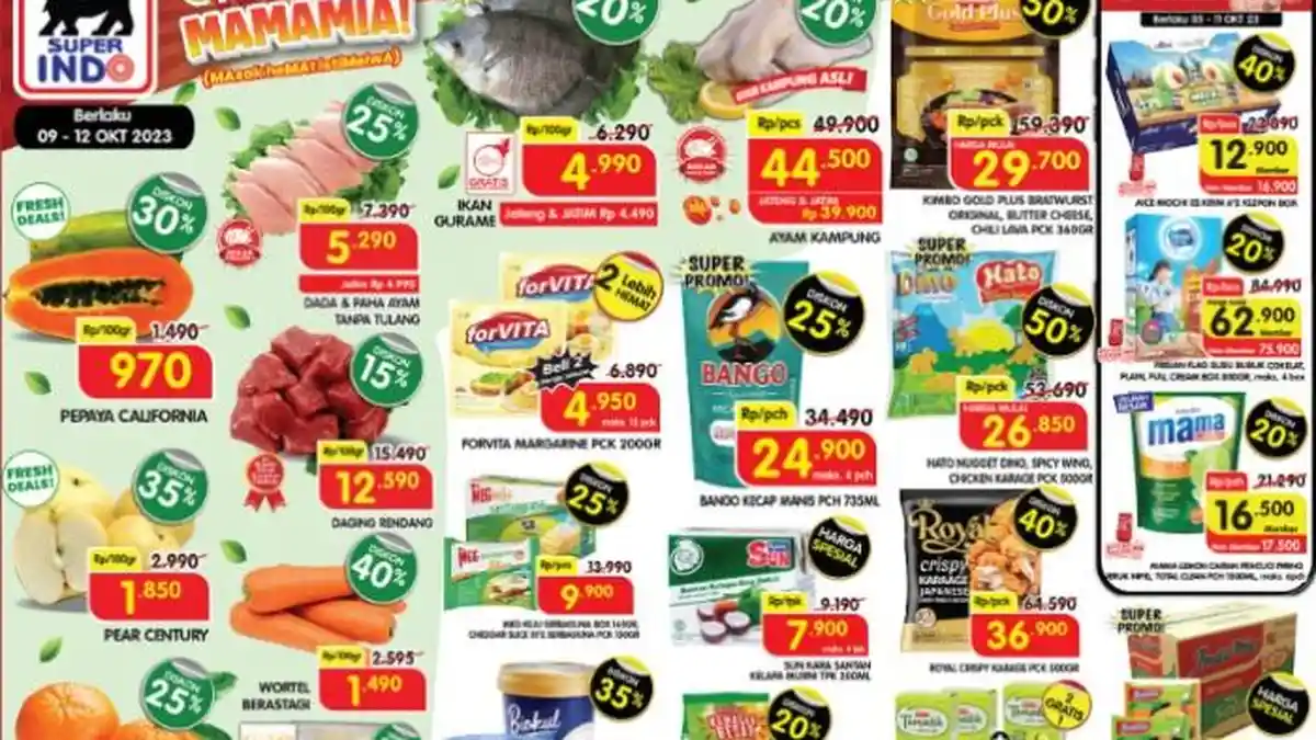 KATALOG Promo Superindo 9-10 Oktober 2023 Diskon Heboh Pasti Untung, Gurame Segar Disc 20 Persen