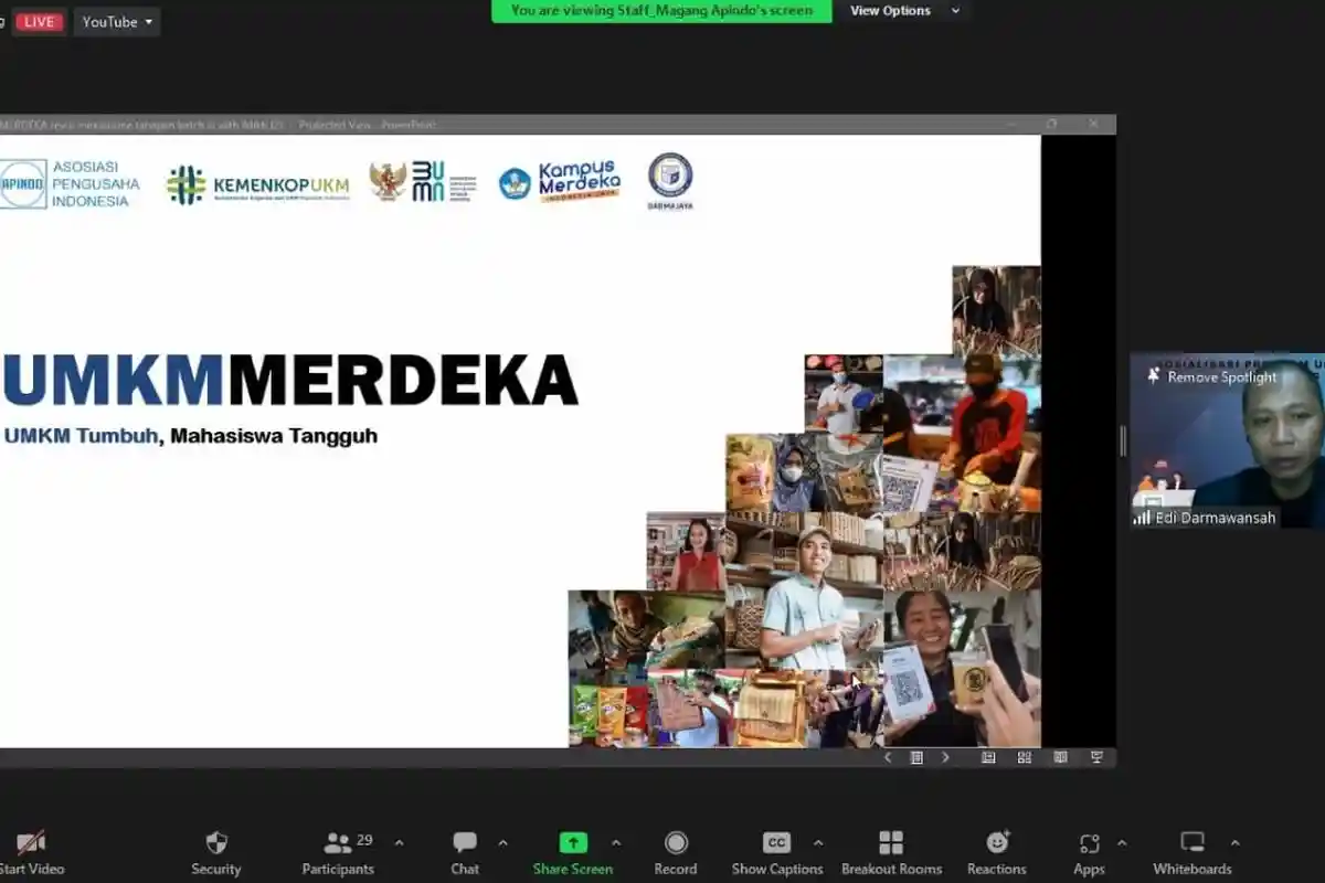 Direktorat MBKM IIB Darmajaya Bersama Apindo Lampung Sosialisasi Magang UMKM Merdeka Batch 3