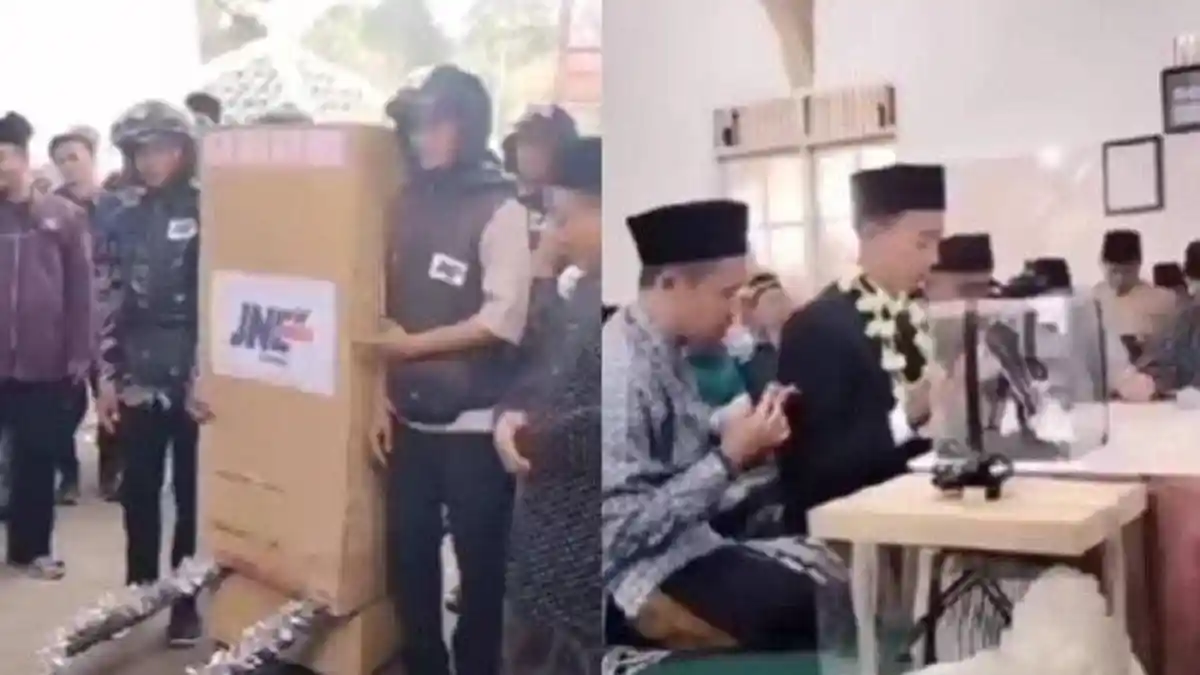 Unik Pernikahan Berkonsep COD, Pengantin Pria Dibungkus Kardus, Diunboxing di Rumah Pengantin Wanita