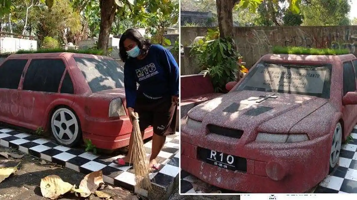 6 Fakta Nisan Berbentuk Mobil di Bantul, Dilengkapi Nomer Polisi hingga Sering Didatangi Peziarah