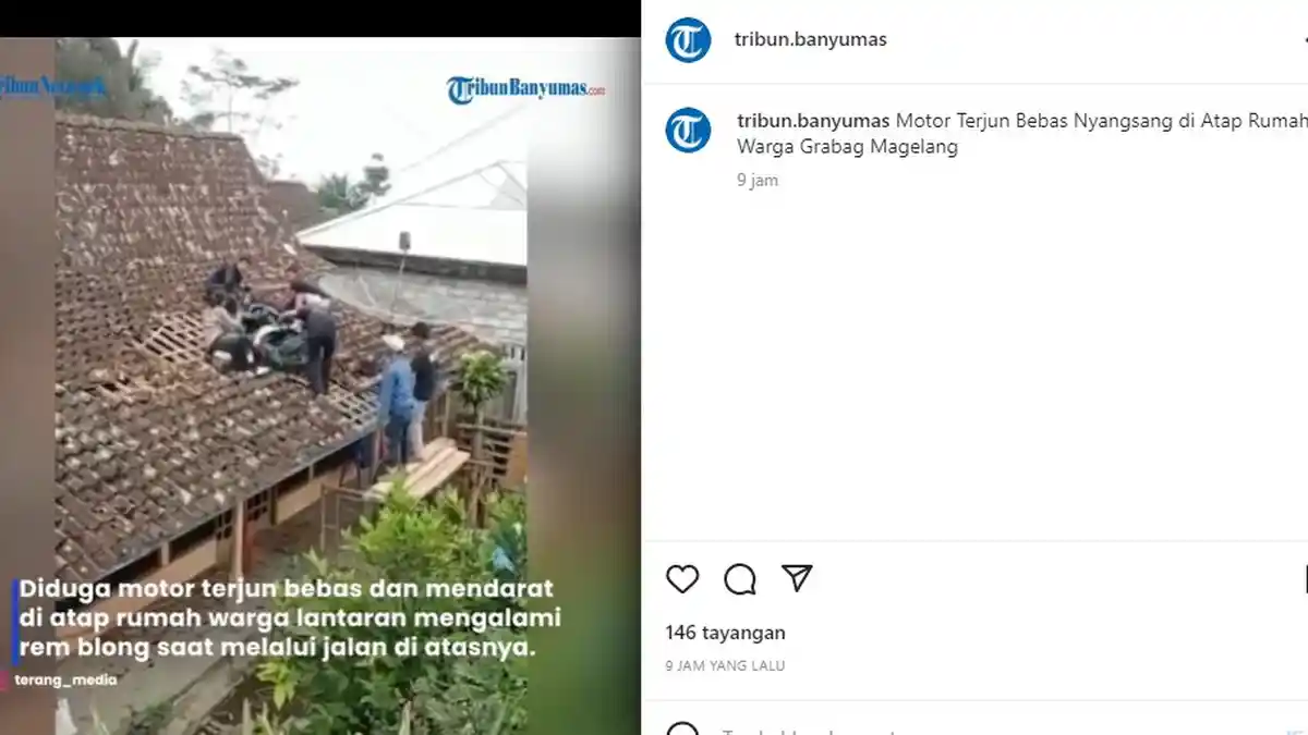 Viral Kecelakaan Motor Mendarat di Genteng Rumah Warga di Magelang, Saksi: Pengemudi Gadis ABG
