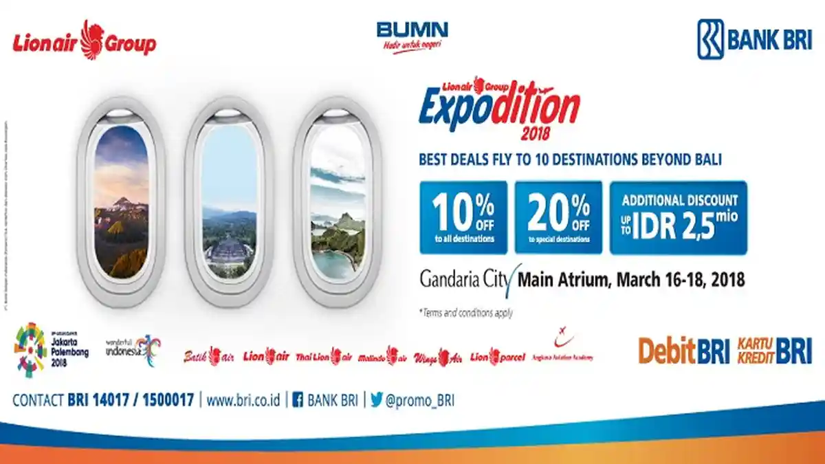 Lion Air Group Expodition 2018 Banjir Diskon dan Hadiah! Catat Tanggalnya