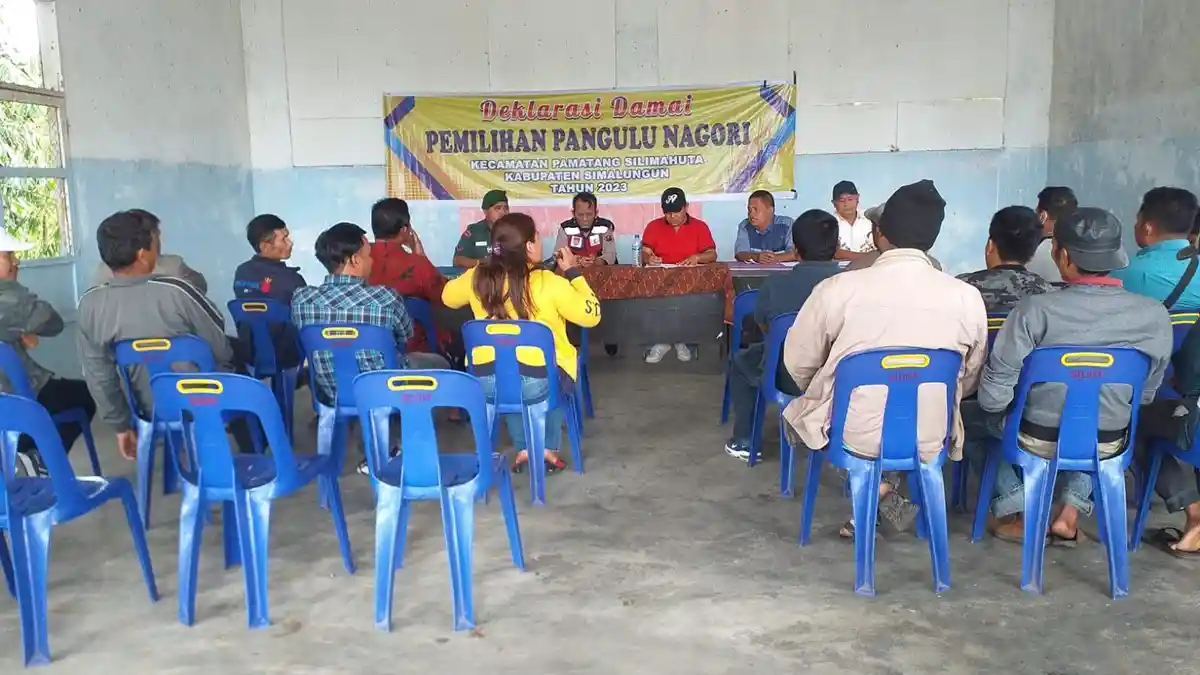 Polsek Saribudolok Ikuti Deklarasi Damai Pilpanag Tahun 2023 di Kecamatan Pamatang Silimahuta