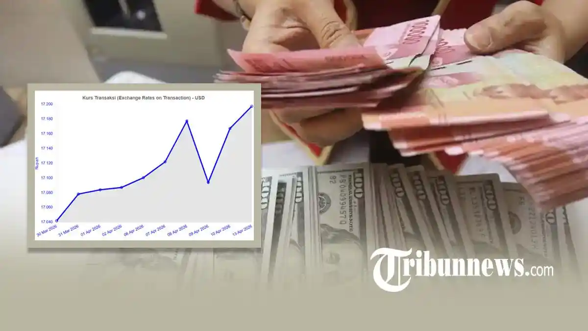 Nilai Tukar Rupiah Hari Ini Senin 13 April 2026 Kembali Melemah,  Rp17.197, 56 per Dolar AS