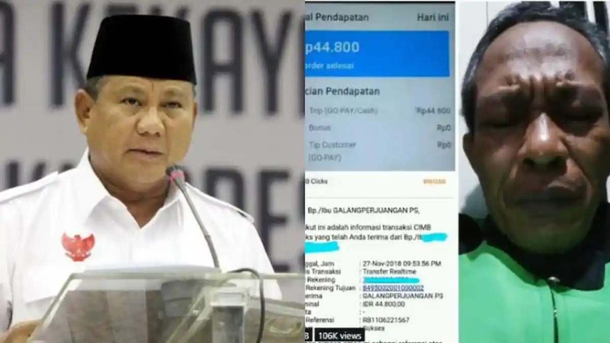 Driver Ojol Menangis dan Beri Sumbangan untuknya, Prabowo: Tanggung Jawab Utama Anda Keluarga