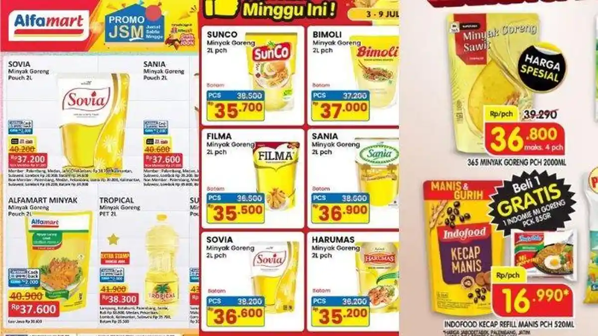Minyak Goreng 2L Mulai Harga Rp35 Ribu di Promo JSM Indomaret dan Alfamart, Cek Katalog Lainnya