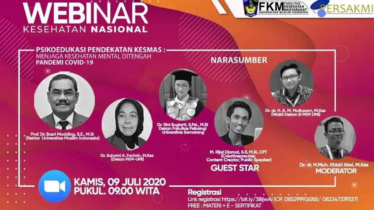 Webinar Nasional, FKM UMI Bahas Kesehatan Mental di Masa Pandemi Covid-19