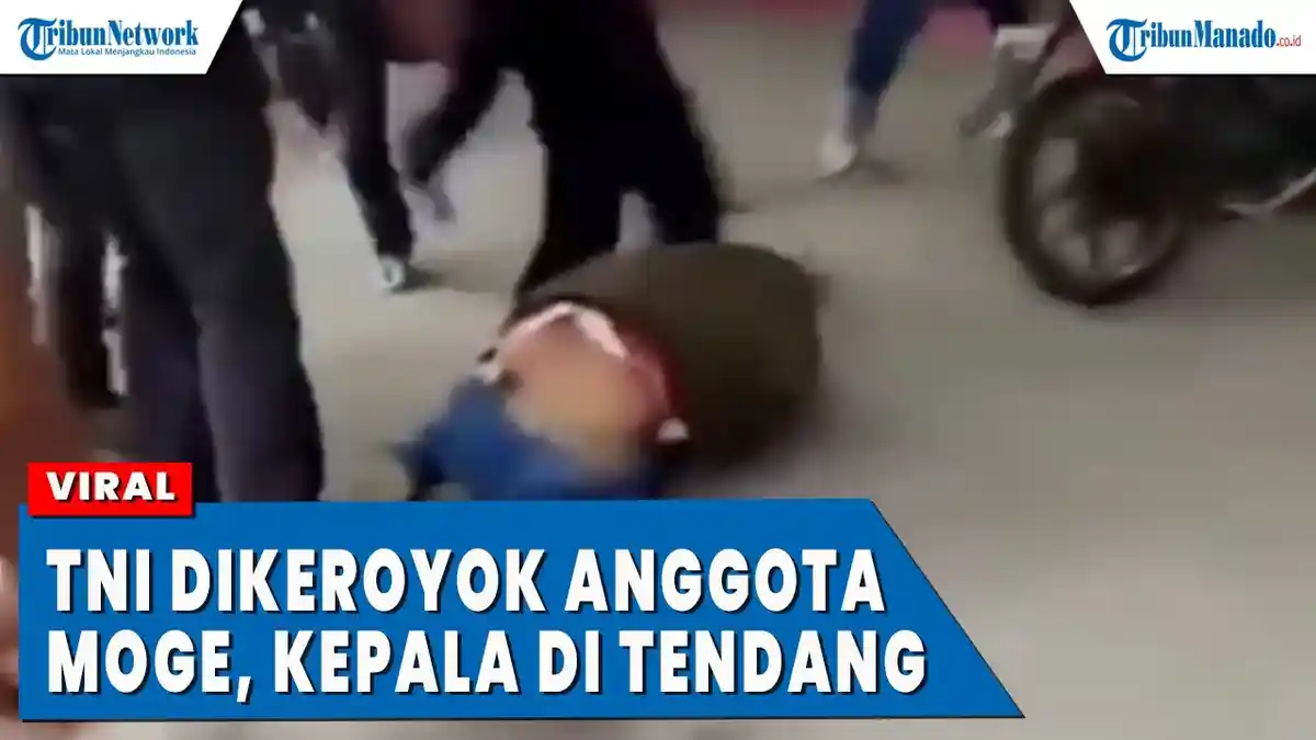 VIDEO Anggota TNI Dikeroyok Pengendara Motor Gede, Kepalanya Ditendang
