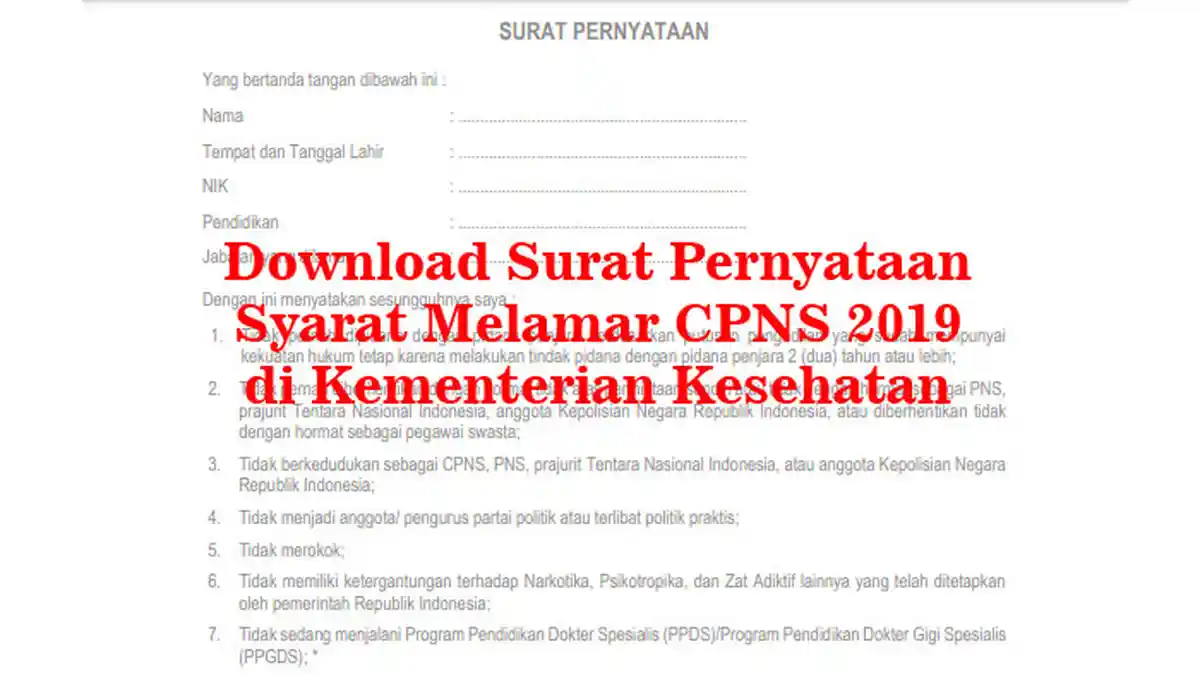 Download Surat Pernyataan Syarat Melamar CPNS 2019 di Kementerian Kesehatan