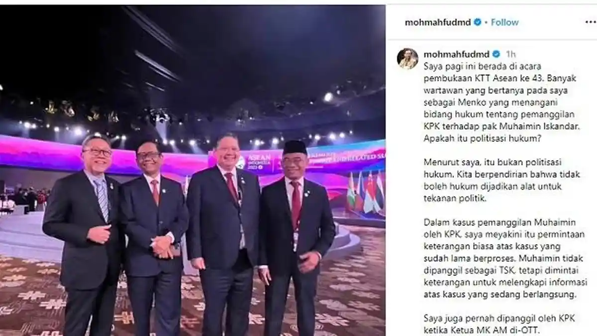 Cak Imin Dipanggil KPK, Mahfud MD Tegaskan Tak Ada Politisasi