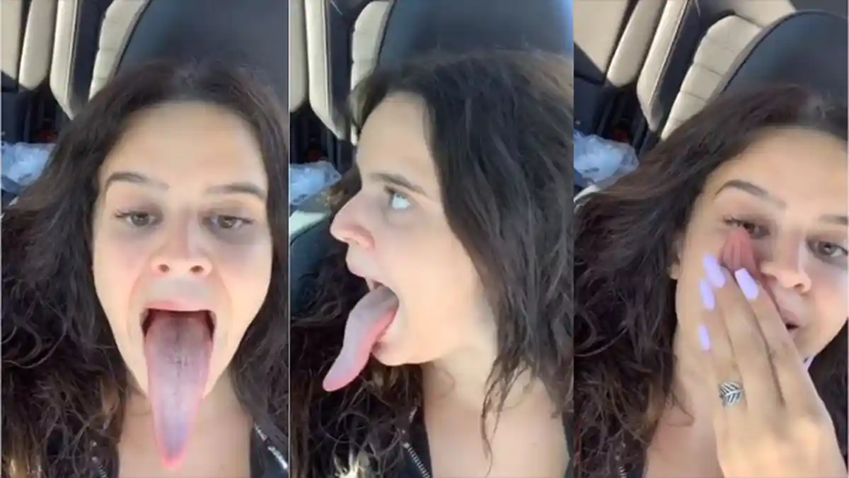 Gadis Cantik Ini Punya Lidah Panjang, Saat Dijulur Bisa Sampai ke Hidung dan Mata