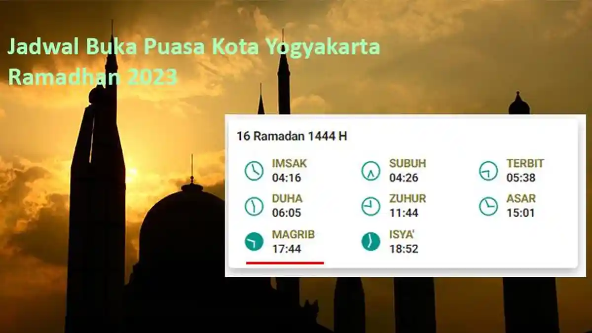 Jadwal Buka Puasa Ramadhan 2023 Kota Yogyakarta Jumat, 7 April 2023