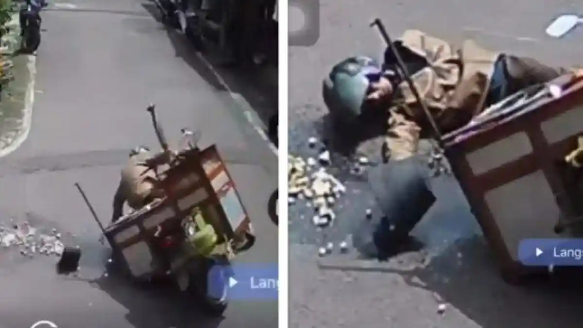 Viral Video Tukang Bakso Keliling Mendadak Jatuh dari Motor, Waspada Modus Penipuan Baru