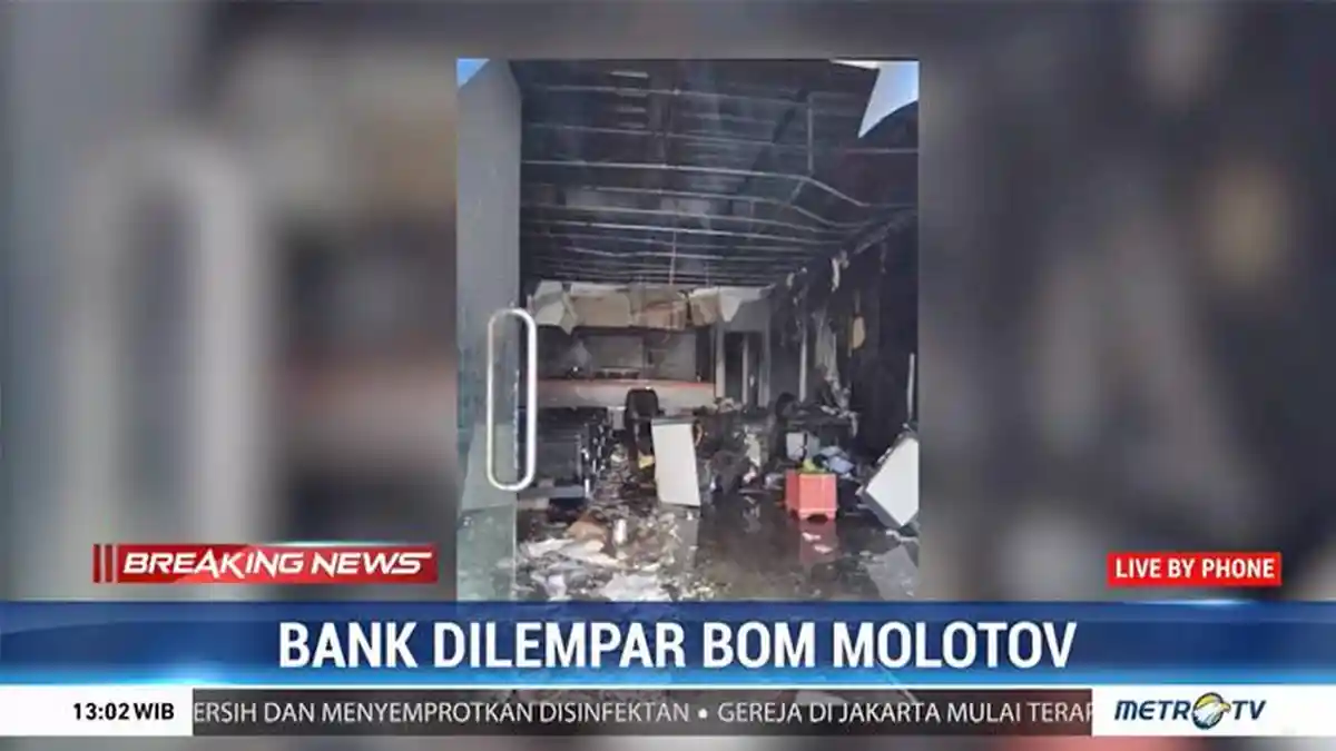 Pria Tak Dikenal Lempar Bom Molotov ke Kantor Bank di Ampana, Ruangan dan Berkas Penting Terbakar