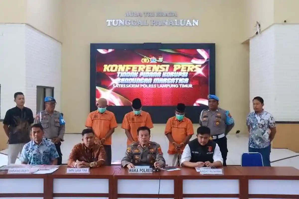 Polisi Amankan 3 Tersangka Dugaan Korupsi Bendungan Marga Tiga Lamtim