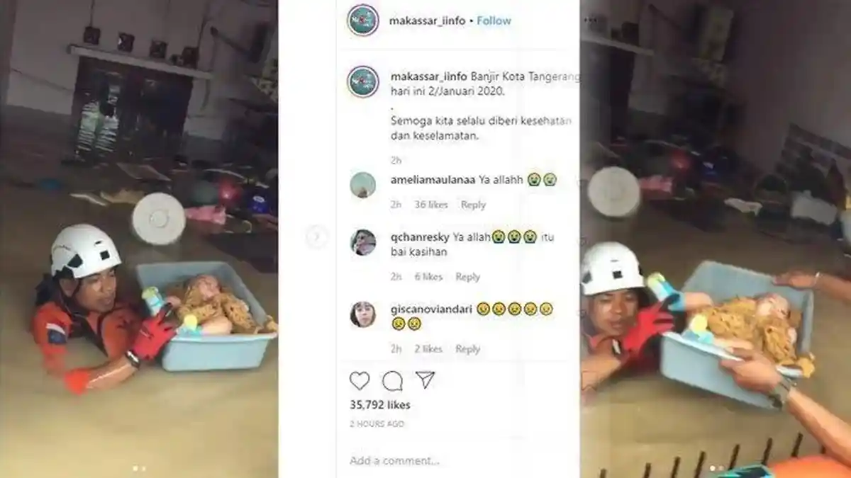 Viral Video Dramatis Penyelamatan Bayi Korban Banjir Pakai Baskom, Begini Kronologinya