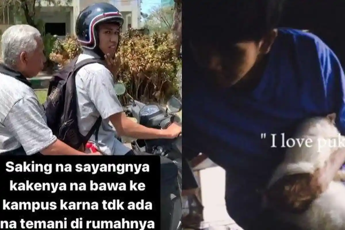 VIRAL Sosok Rifqi Bawa Kakek ke Kampus, tak Tega Tinggalkan Sendirian di Rumah, Banjir Pujian