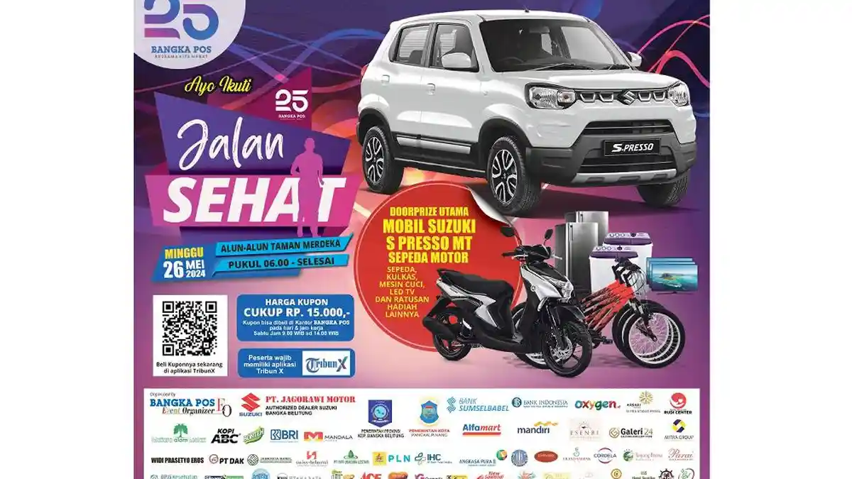 Jalan Sehat HUT ke 25 Bangka Pos Bertabur Hadiah Mulai dari Mobil hingga Motor
