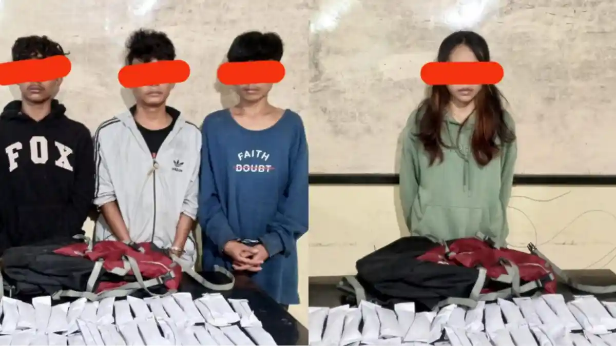 Miliki Ganja Seberat 930 Gram, 3 Remaja di Bawah Umur dan 1 Wanita Diringkus Polisi