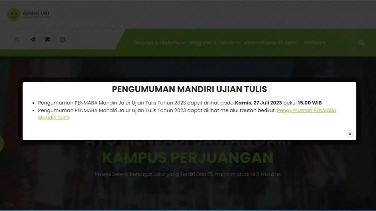 Pengumuman Jalur Mandiri Ujian Tulis UNJ 2023 pada Kamis, 27 Juli 2023, Link penmaba.unj.ac.id