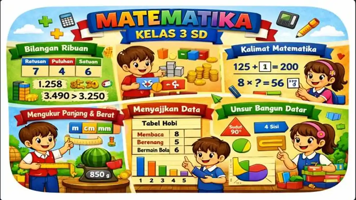 Materi Matematika Kelas 3 SD Kurikulum Merdeka Semester 1 dan 2 Tahun Ajaran 2026/2027 - Sripoku.com