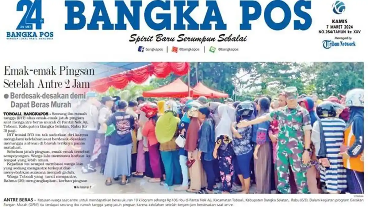 Emak-emak Pingsan Setelah Antre 2 Jam, Berdesak-desakan demi Dapat Beras Murah