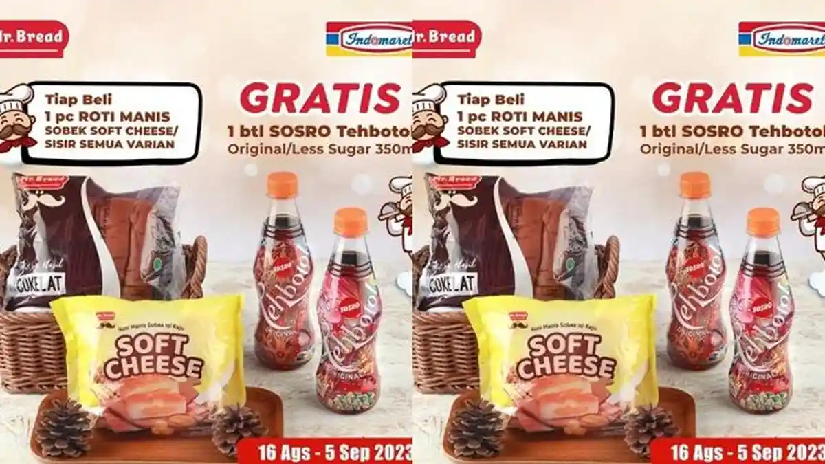 Katalog Promo Indomaret Hari ini 15 Agustus 2023, Beli Roti Manis Gratis 1 Minuman Teh Botol