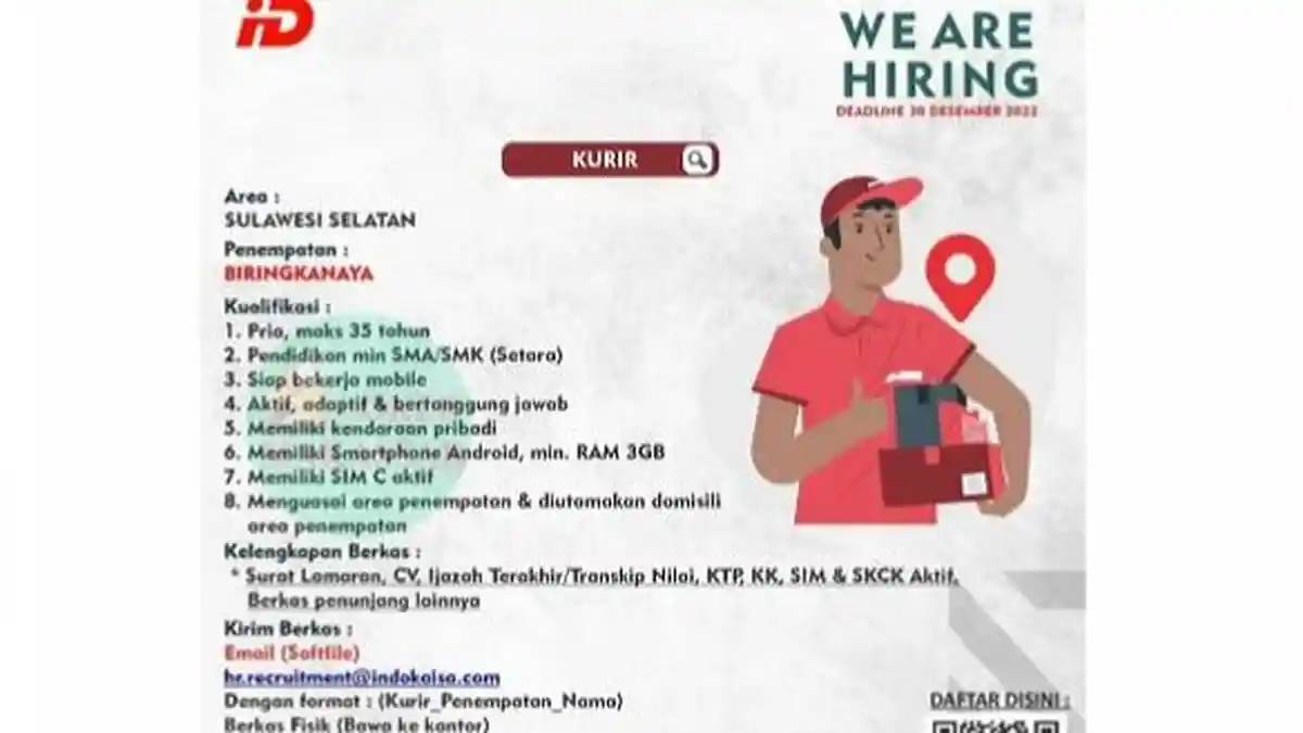 Info Lowongan Kerja Makassar, ID Ekspress Butuh Kurir Area Biringkanaya, Ayo Daftar!