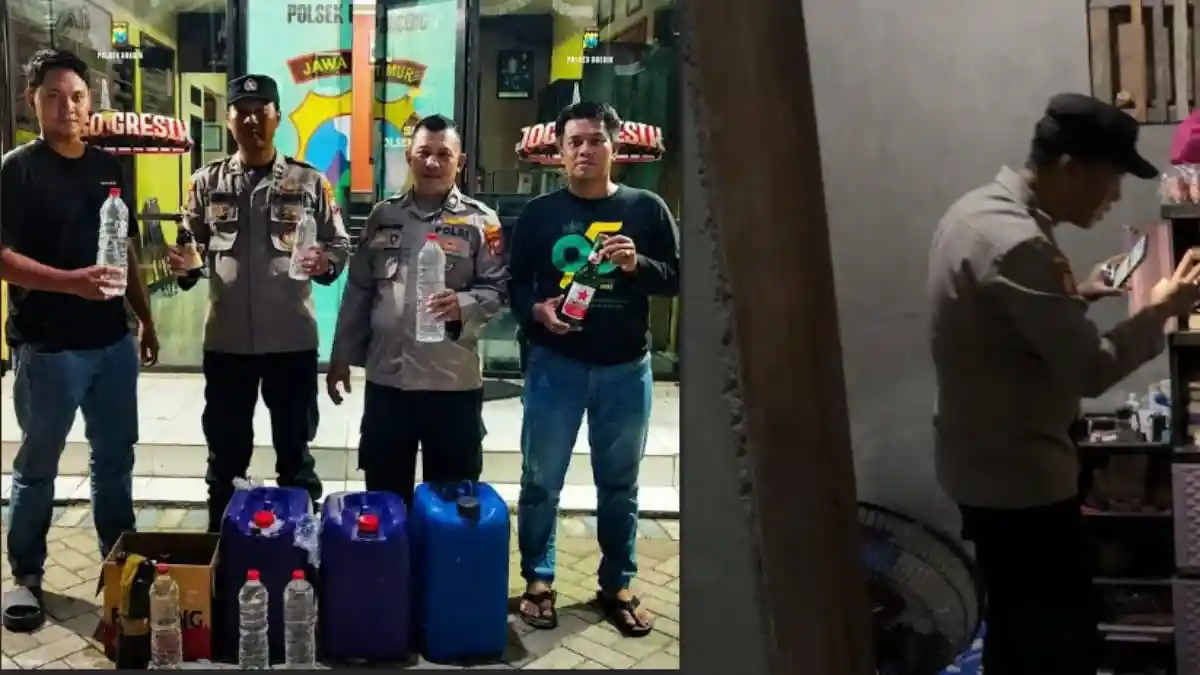 Polisi Gerebek Warung Kopi yang Jualan Miras dan Tuak di Panceng Gresik - Surya.co.id
