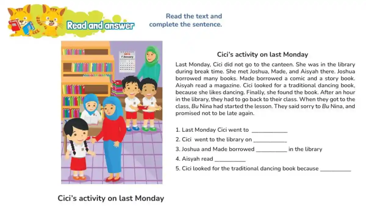 Kunci Jawaban Bahasa Inggris Kelas 6 SD Halaman 26 Kurikulum Merdeka, Cici's Activity