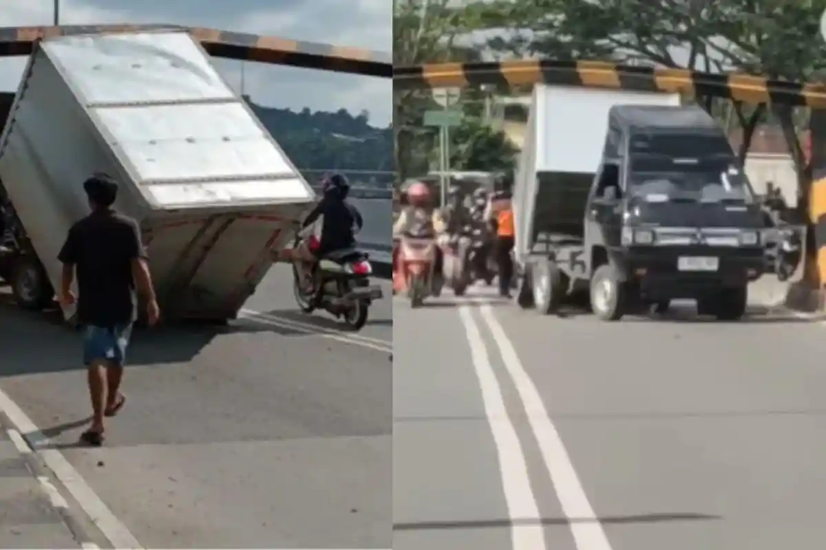 Viral! Mobil Box Tabrak Portal saat Hendak Masuk ke Jembatan Mahkota 2 Samarinda Kalimantan Timur