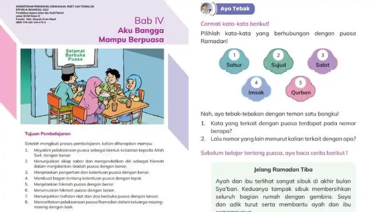 Kunci Jawaban Pendidikan Agama Islam Kelas 3 Halaman 92 Kurikulum Merdeka Bab 4: Ayo Tebak