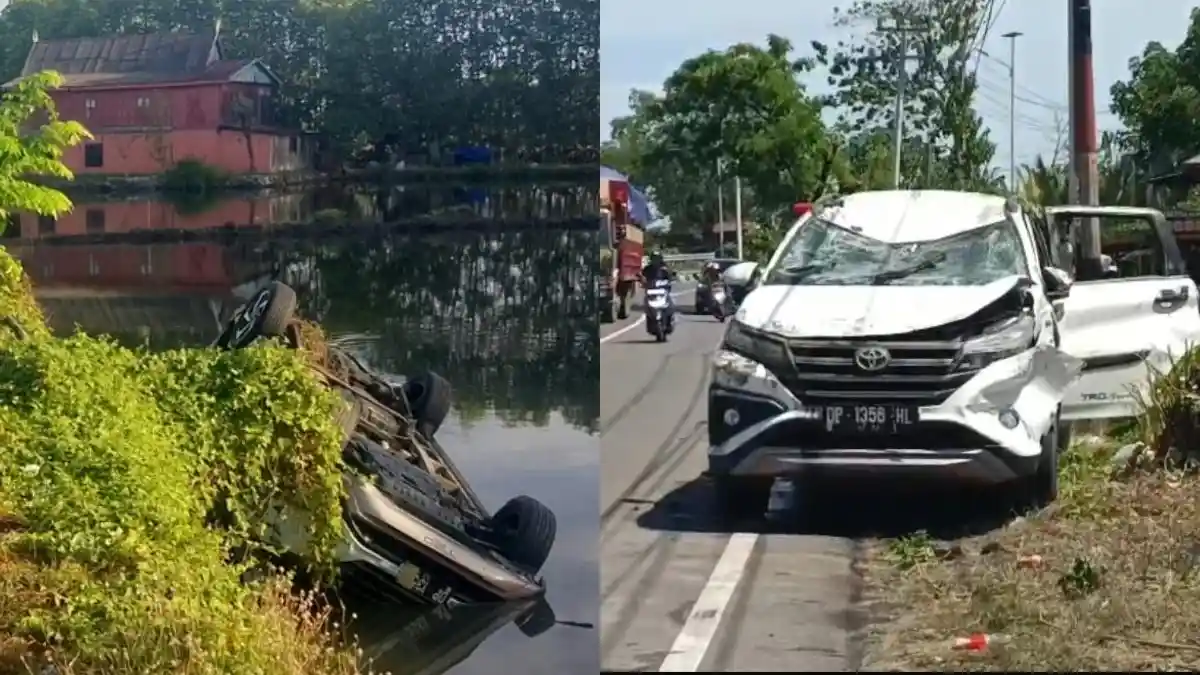 Lepas Kendali Toyota Rush Asal Luwu Utara Terjun ke Empang di Maros, 2 Penumpang Luka