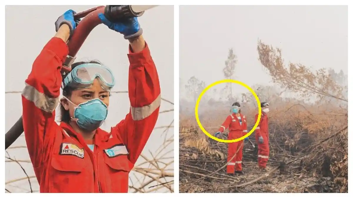 Potret Awkarin Turun Langsung Ke Lokasi Kebakaran Hutan di Kalimantan, Bantu Padamkan Api