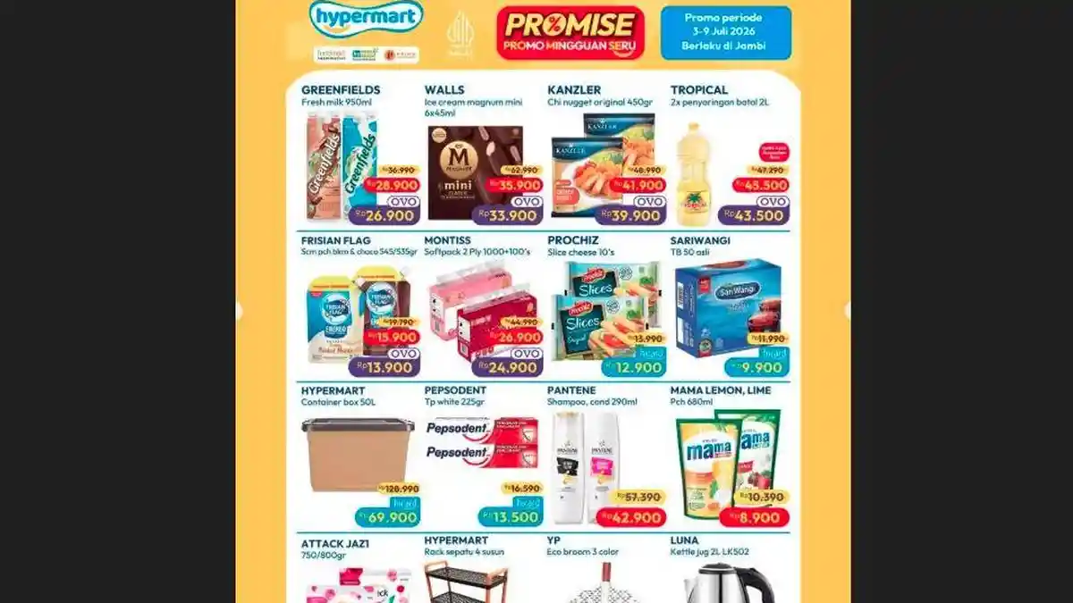 Promo Hypermart Lippo Plaza Jambi 5 Juli 2026, Greenfields Mulai Rp28.900 hingga Magnum Mini Diskon - Tribunjambi.com